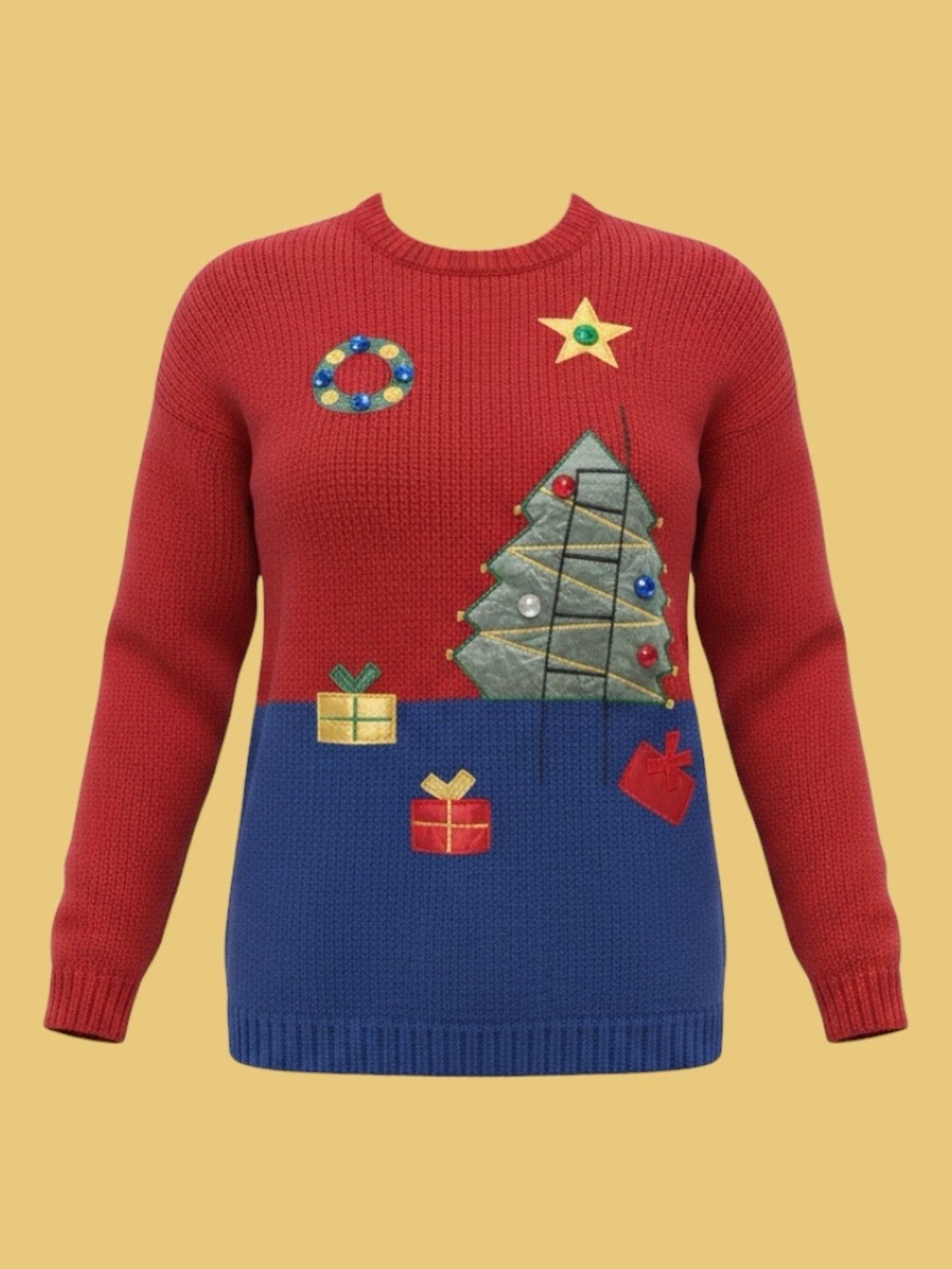 Vintage Betty Blue Christmas Sweater Medium Ugly Holiday Knit Retro